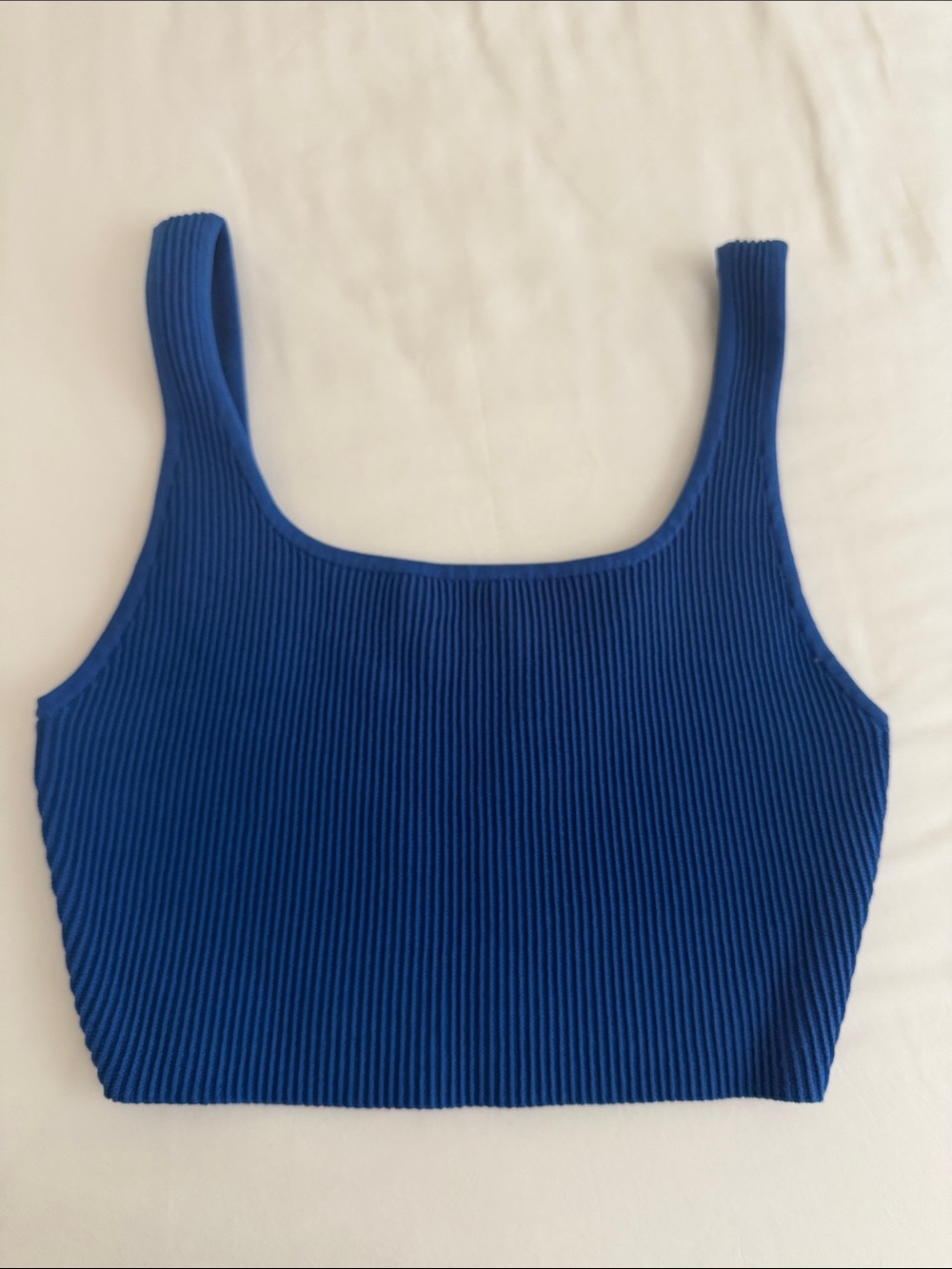Aritzia Ribbed Square-Neck Crop Tank - Royal Blue